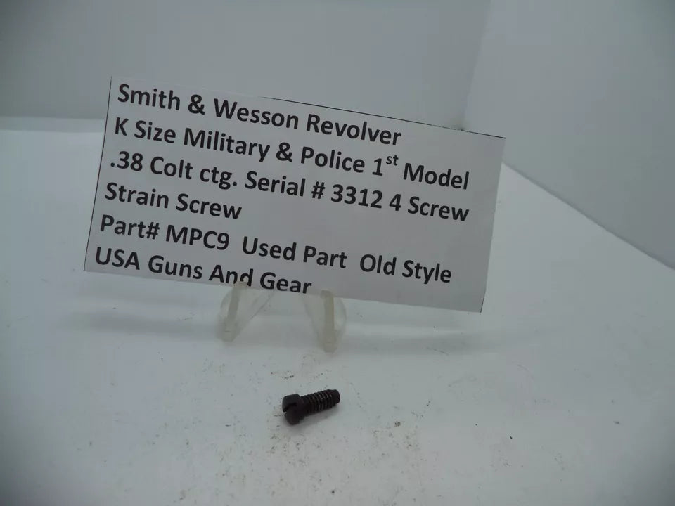MPC9 S&W K M&P 1st Model  Serial# 3312 4 Screw Strain Screw .38 Colt ctg.