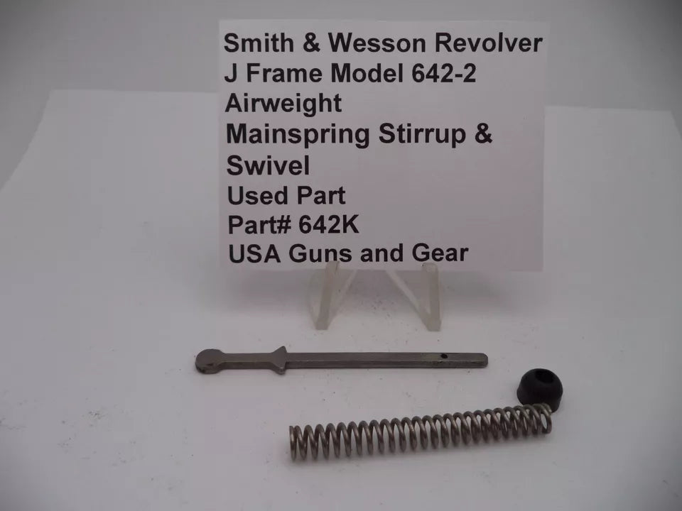 Smith & Wesson Revolver J Frame Model 642-2 Airweight Mainspring Stirrup & Swivel displayed alongside a sign indicating the product details and the brand USA Guns and Gear.