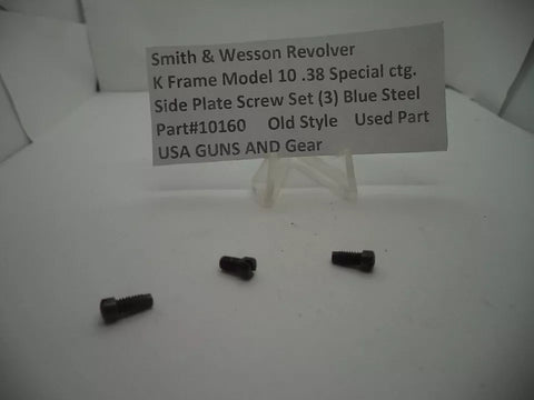 10160 S&W K Frame Model 10 Side Plate Screw Set (3) Blue  .38 Special ctg.