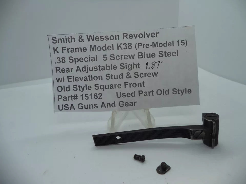 S&W K Frame Model K38 Pre-Model 15 Elevation Stud & Screw Square Front .38 Special – Part# 15162