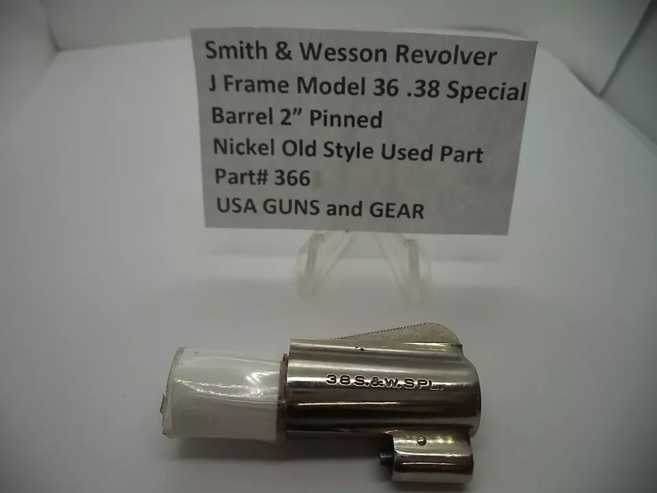 366 Smith & Wesson J Frame Model 36 Pinned 2" Barrel Nickel .38 Special