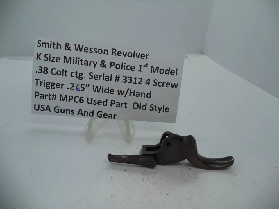 MPC6 S&W K M&P 1st Model  Serial# 3312 4 Screw Trigger 2.65" .38 Colt ctg.