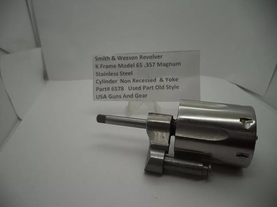 Smith & Wesson K Frame Model 65 Cylinder & Yoke Assembly - Non-Recessed Stainless Steel .357 Magnum - Used OEM Part 6578
