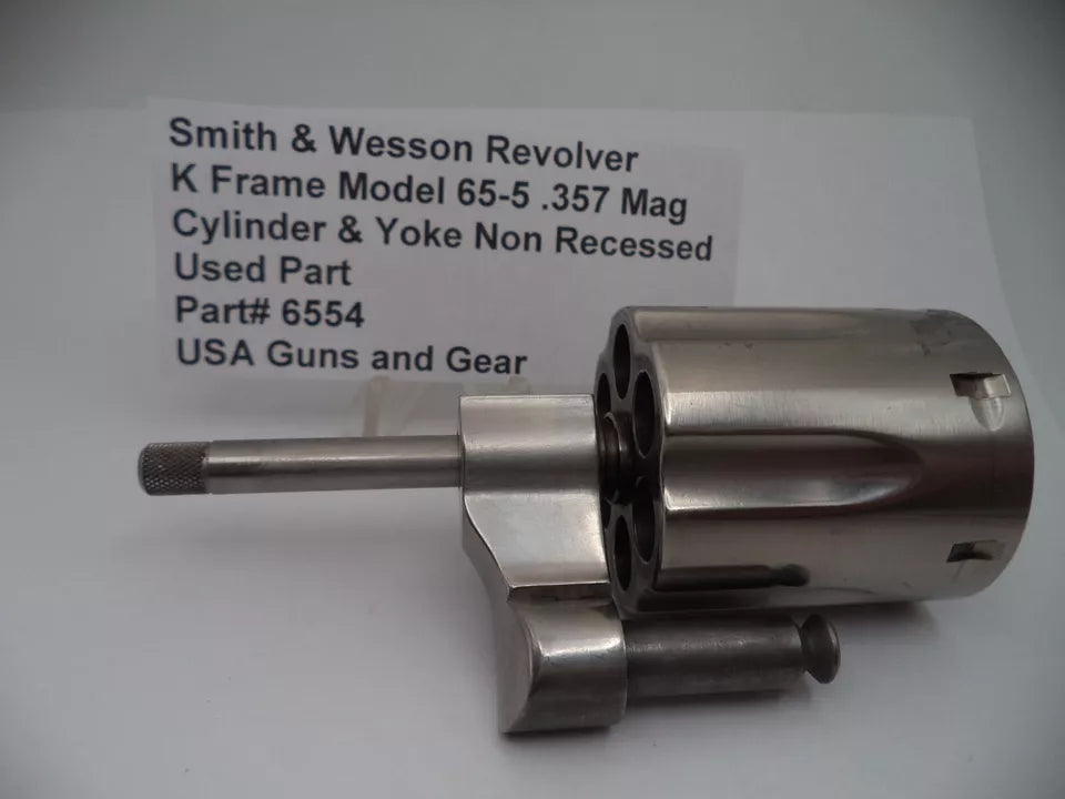 Smith & Wesson K Frame Model 65-5 Cylinder & Yoke Assembly - Non-Recessed Stainless Steel .357 Magnum - Used OEM Part 6554
