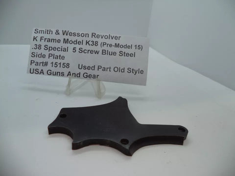 15158 S&W K Frame Model K38 (Pre-Model 15) 5 Screw Blue Steel Side Plate .38 SPL