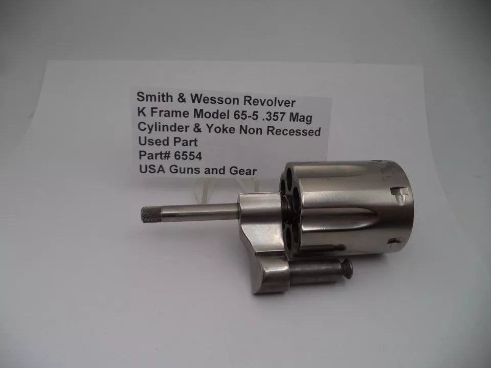 Smith & Wesson K Frame Model 65-5 Cylinder & Yoke Assembly - Non-Recessed Stainless Steel .357 Magnum - Used OEM Part 6554