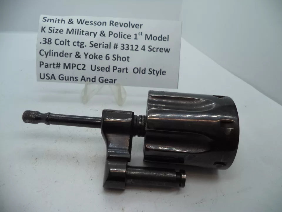 Smith & Wesson K Frame M&P 1st Model 4 Screw Cylinder & Yoke Assembly - Serial# 3312 Blue Steel .38 Colt - Used OEM Part MPC2