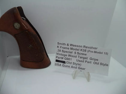 Smith & Wesson K38 Pre-Model 15 Vintage Wood Target Grips | OEM Part G001