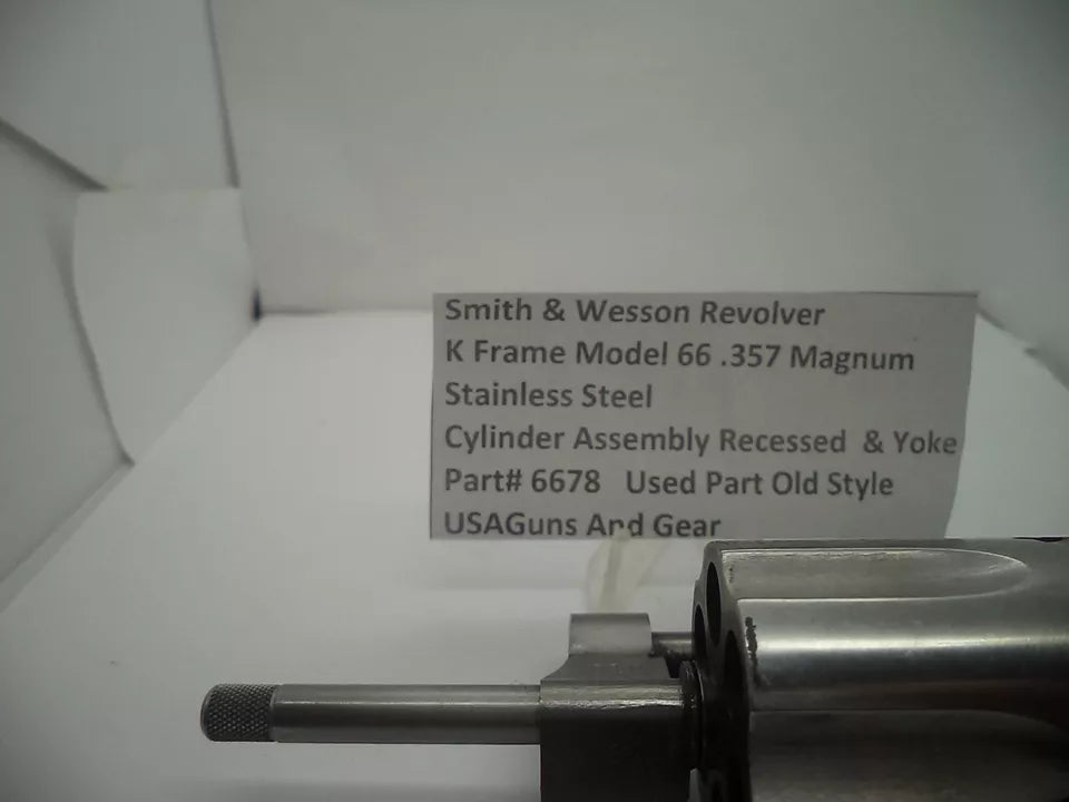 Smith & Wesson K Frame Model 66 Cylinder & Yoke Assembly - Recessed Stainless Steel .357 Magnum - Old Style - Used OEM Part 6678