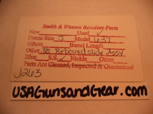 J263 Smith & Wesson Used J Frame Model 637 .38 Special Rebound Slide Assembly -                                USA Guns And Gear-Your Favorite Gun Parts Store