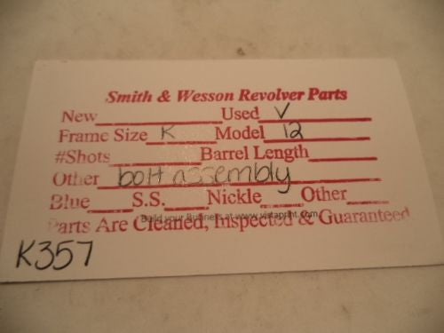 K357 Smith & Wesson Used K Frame Model 12 Bolt Assembly -                                USA Guns And Gear-Your Favorite Gun Parts Store