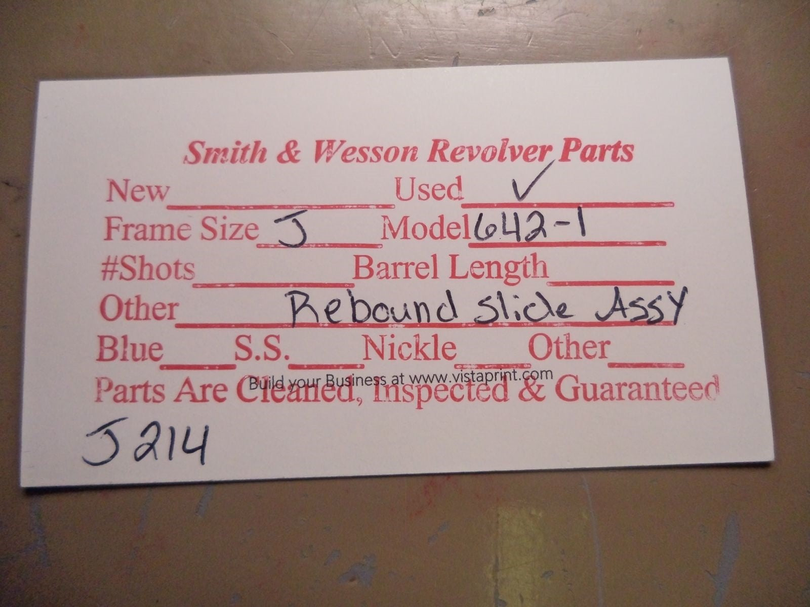 J214 Smith & Wesson J Frame Model 642-1 Used Rebound Slide Assembly
