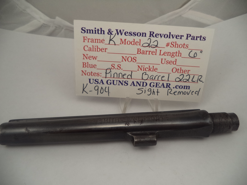 K904 Smith & Wesson K Frame Model K-22 Pinned Barrel Sight Removed  22 L.R.