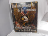 HL002 "This Home Protected by the 2 Amendment" Tin Sign Pistol Gun