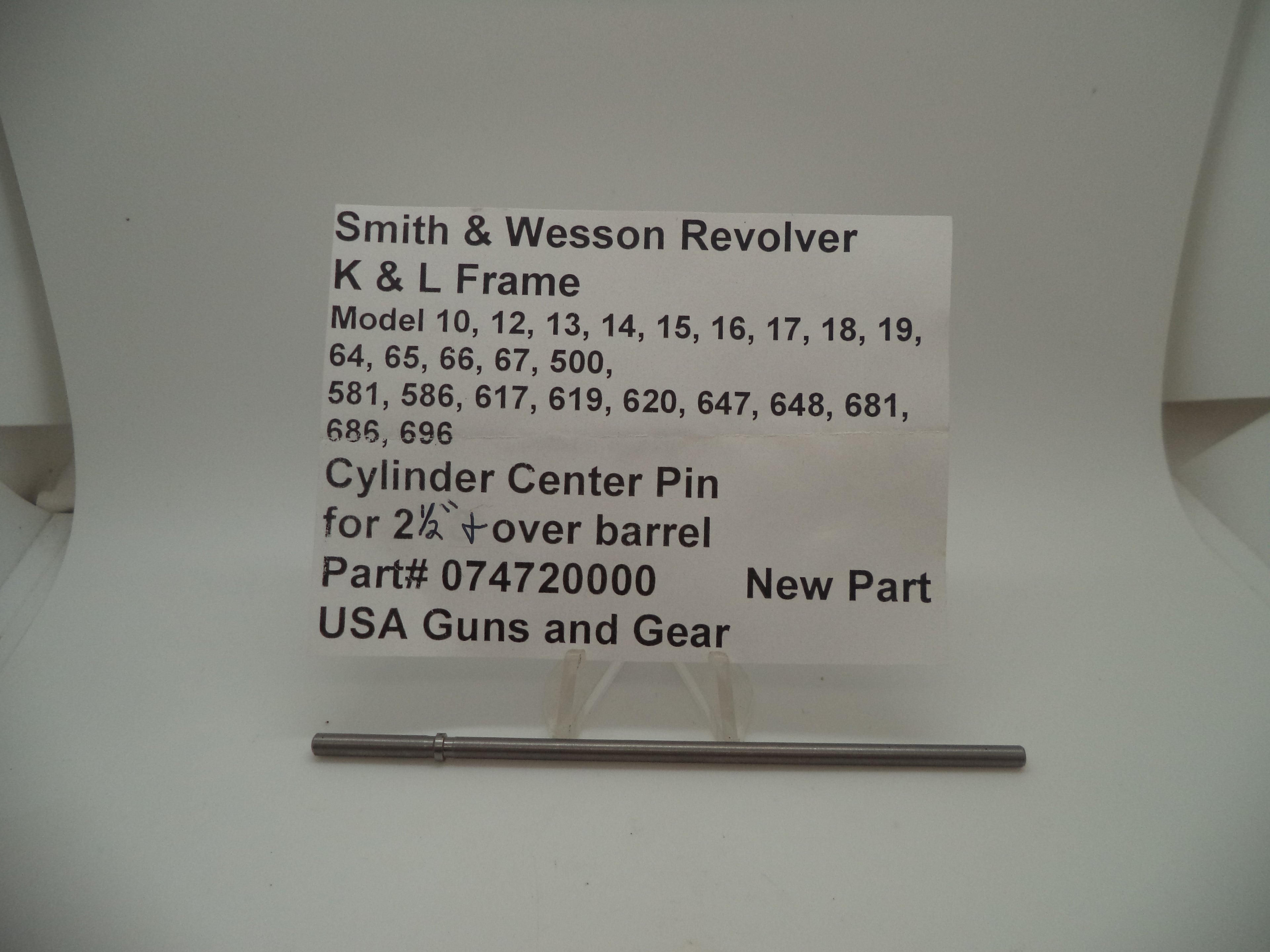 074720000 Smith & Wesson New K & L Frame Cylinder Center Pin Over 2 1/2" Barrel -                                USA Guns And Gear-Your Favorite Gun Parts Store