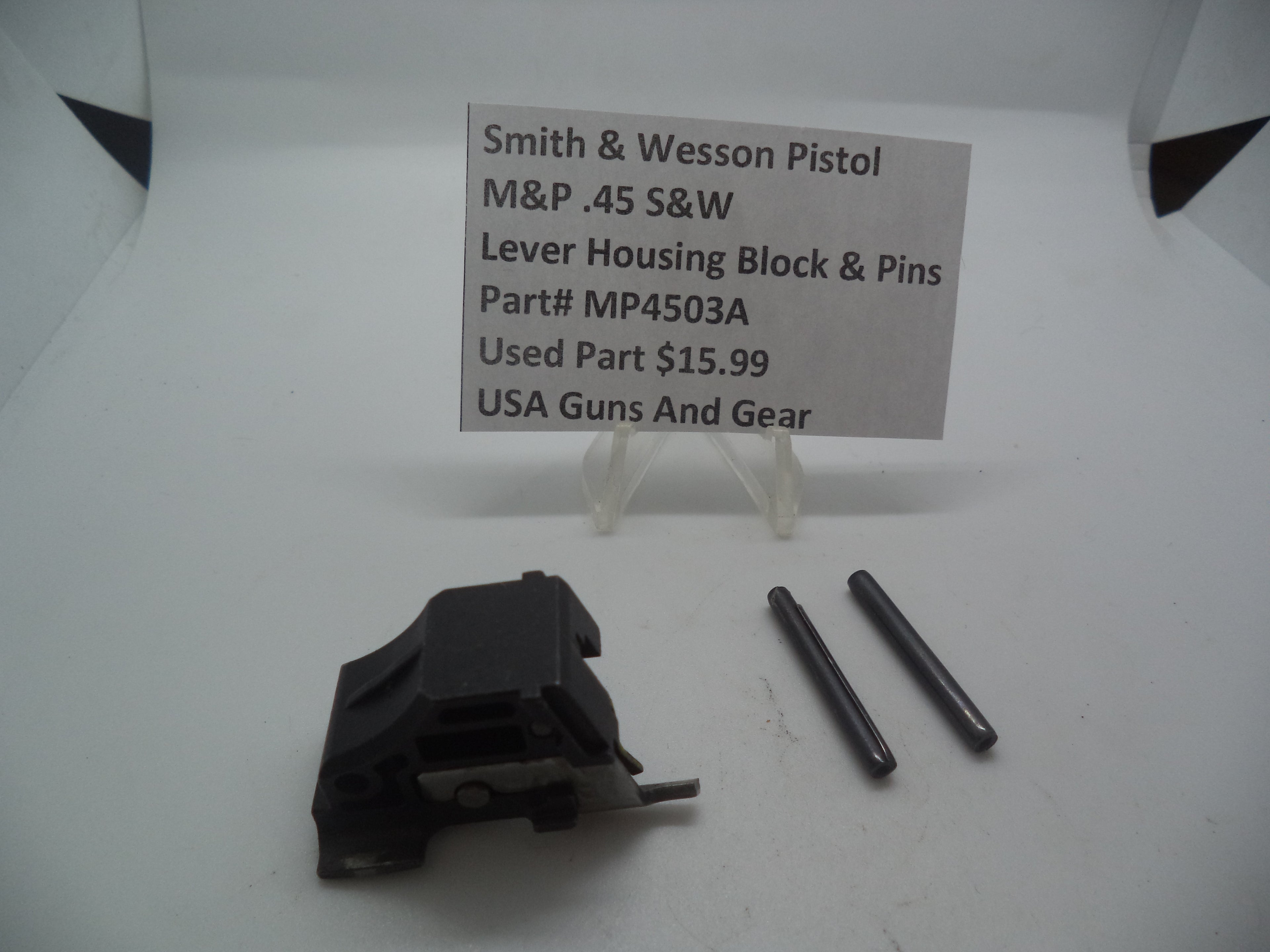 MP4503A Smith & Wesson Pistol M&P 45 Lever Housing Block and Pins Used Part .45 S&W