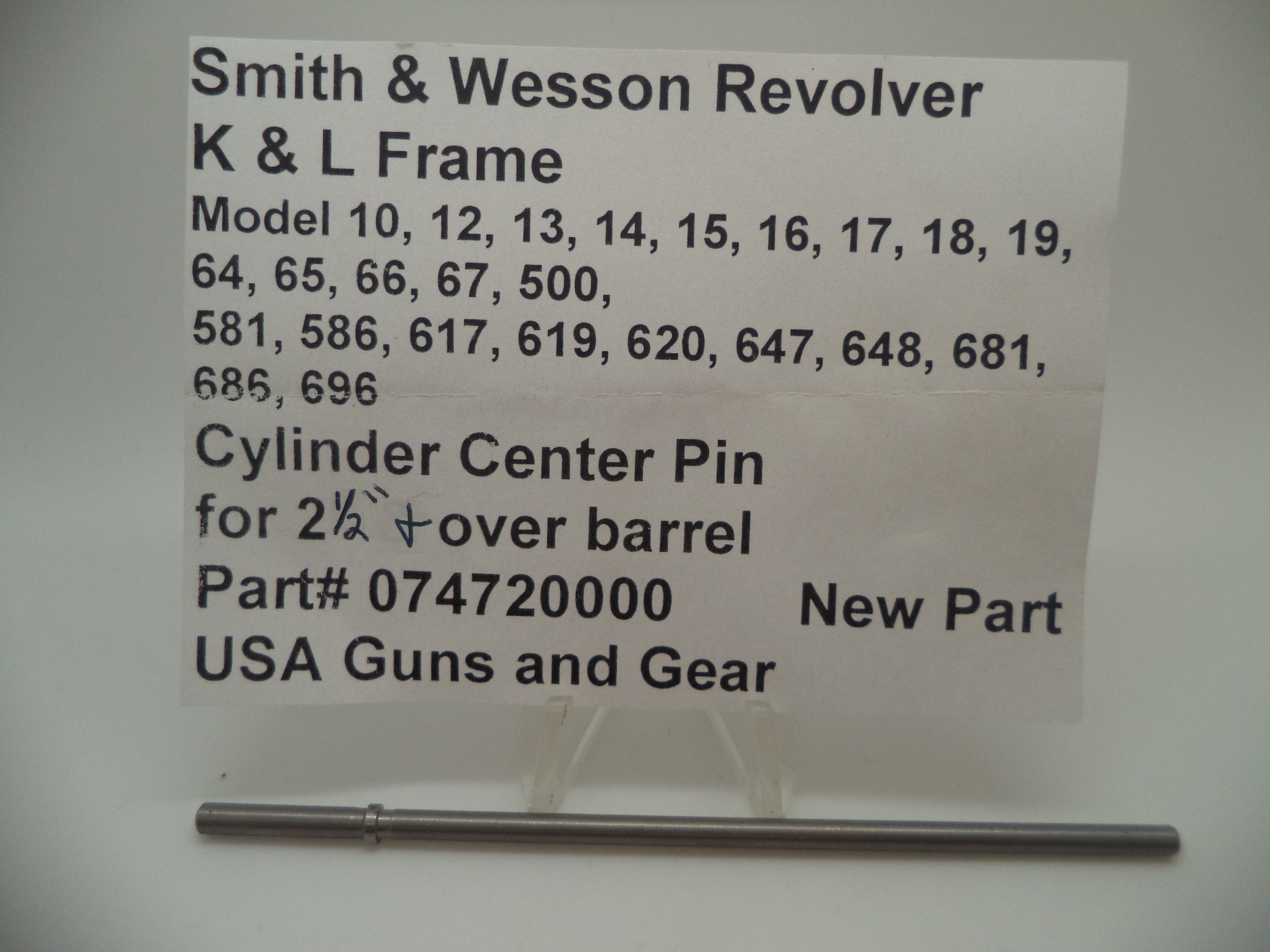 074720000 Smith & Wesson New K & L Frame Cylinder Center Pin Over 2 1/2" Barrel -                                USA Guns And Gear-Your Favorite Gun Parts Store