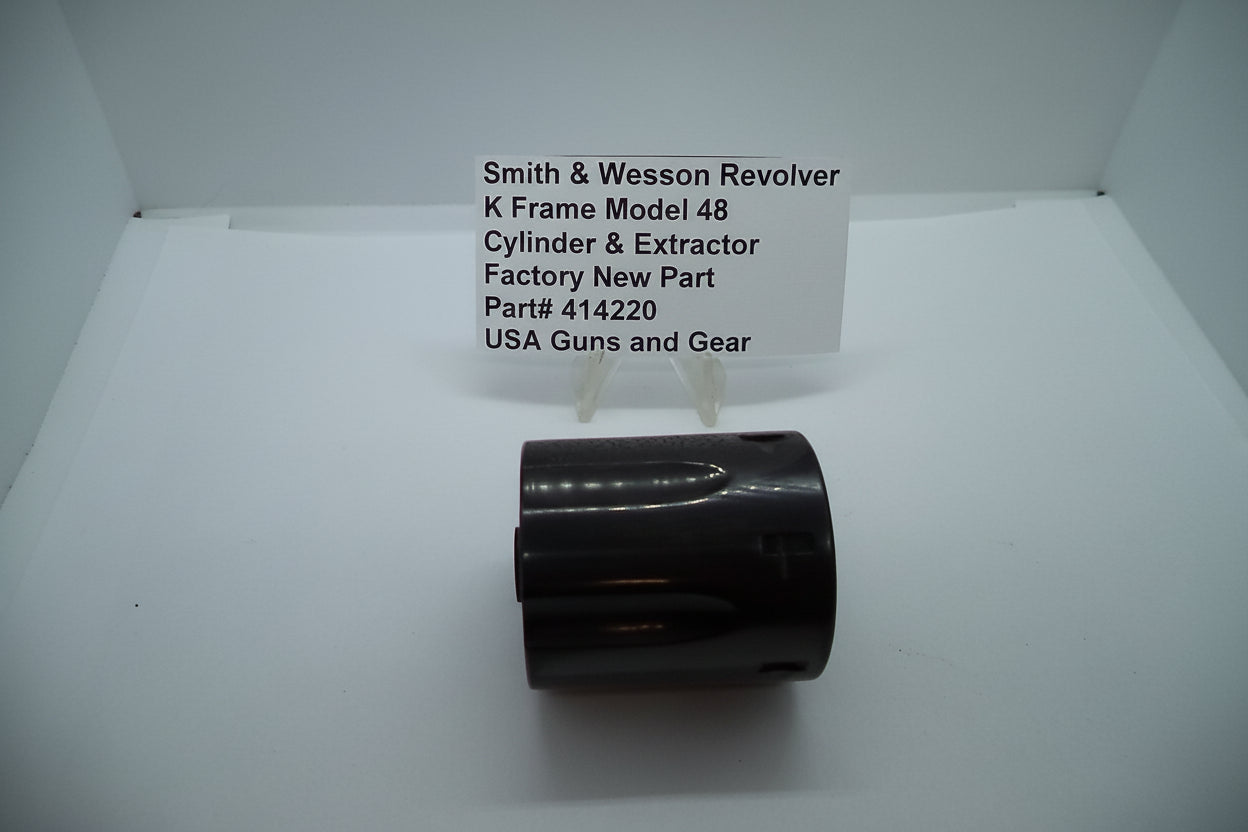 Smith & Wesson K Frame Model 48 Blue Steel Cylinder & Extractor displayed on a white surface with a price tag above it.