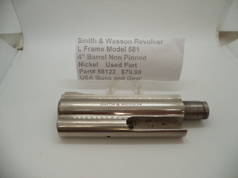 58122 Smith & Wesson L Frame Model 581 Nickel 4" Non-Pinned Barrel Used .357 Mag