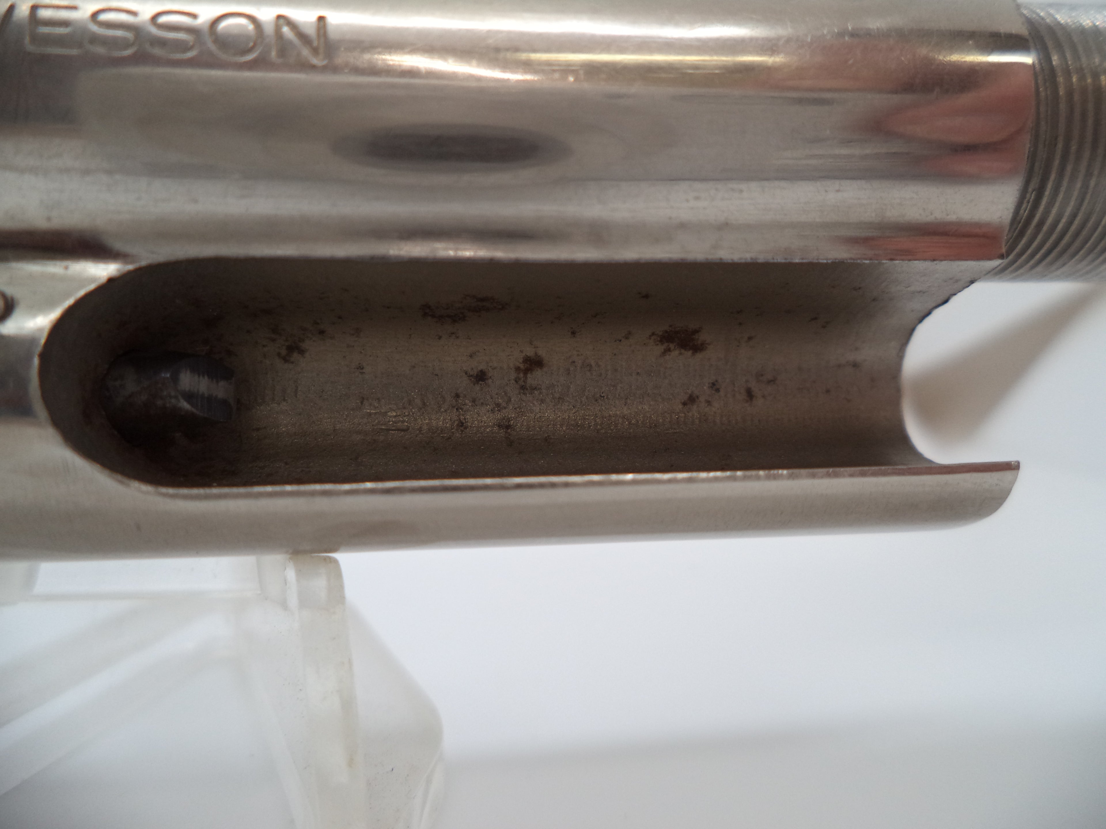 58122 Smith & Wesson L Frame Model 581 Nickel 4" Non-Pinned Barrel Used .357 Mag