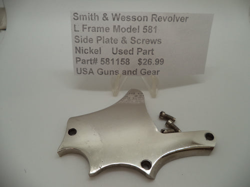 581158 Smith & Wesson L Frame Model 581 Nickel Side Plate & Screws Used .357 Mag