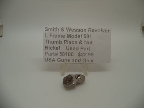 58180 Smith & Wesson L Frame Model 581 Nickel Thumb Piece & Nut Used .357 Mag