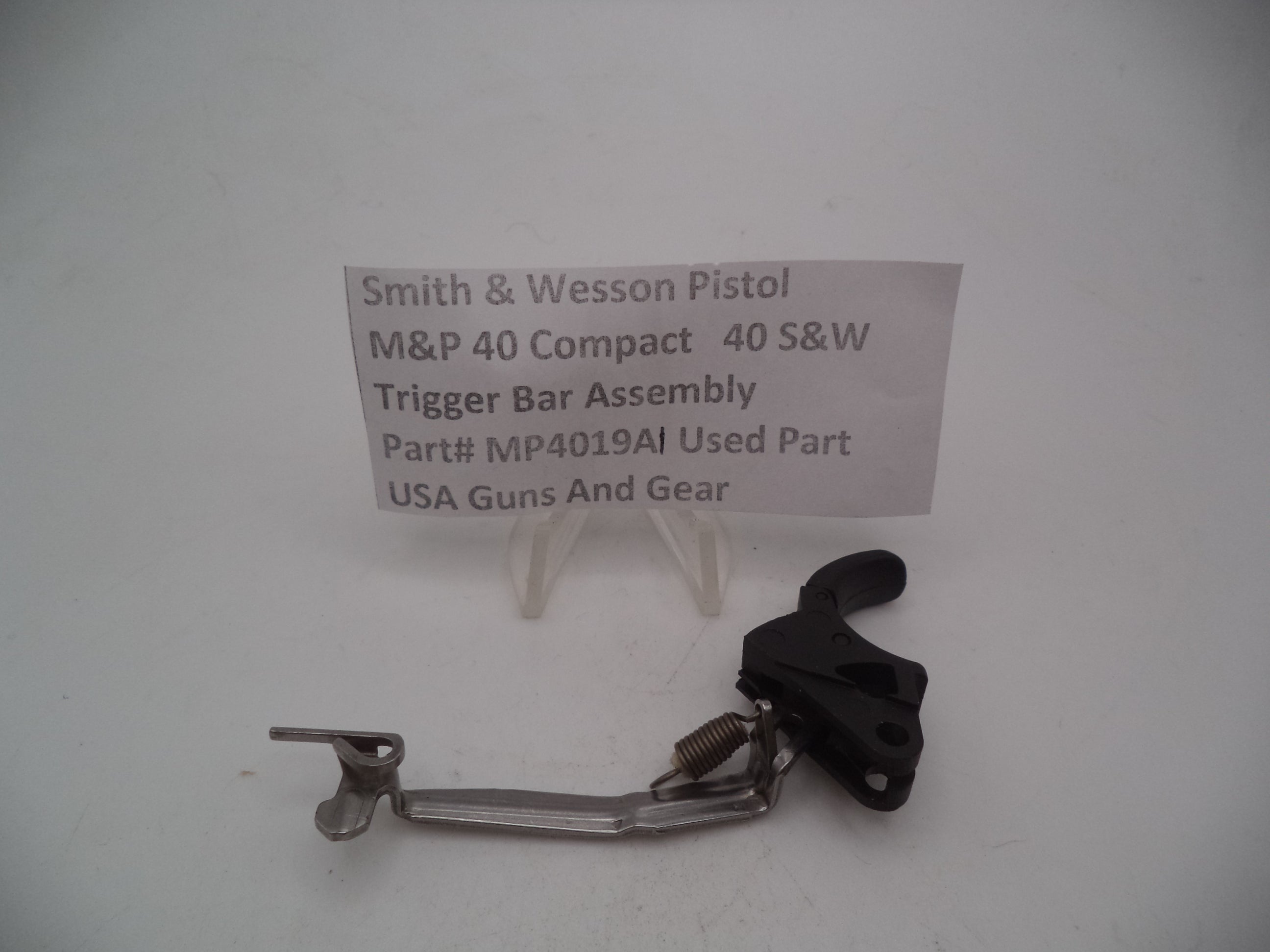MP4019A1 Smith & Wesson Pistol M&P Trigger Bar Assembly & Spring Used .40c  S&W