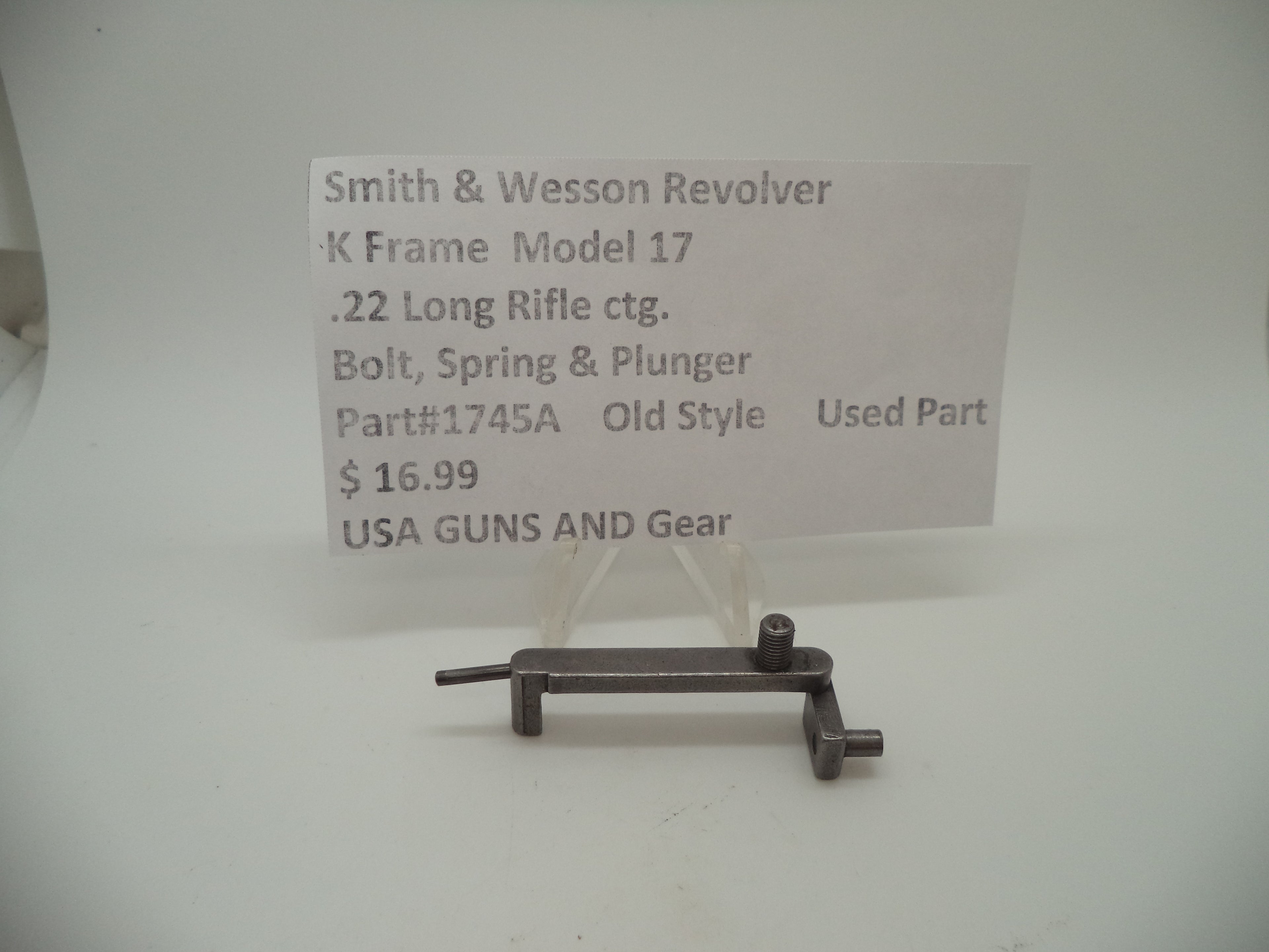 Smith & Wesson K Frame Bolt Spring & Plunger - Used OEM Part - .22 LR - Model 17 - Old Style - 1745A