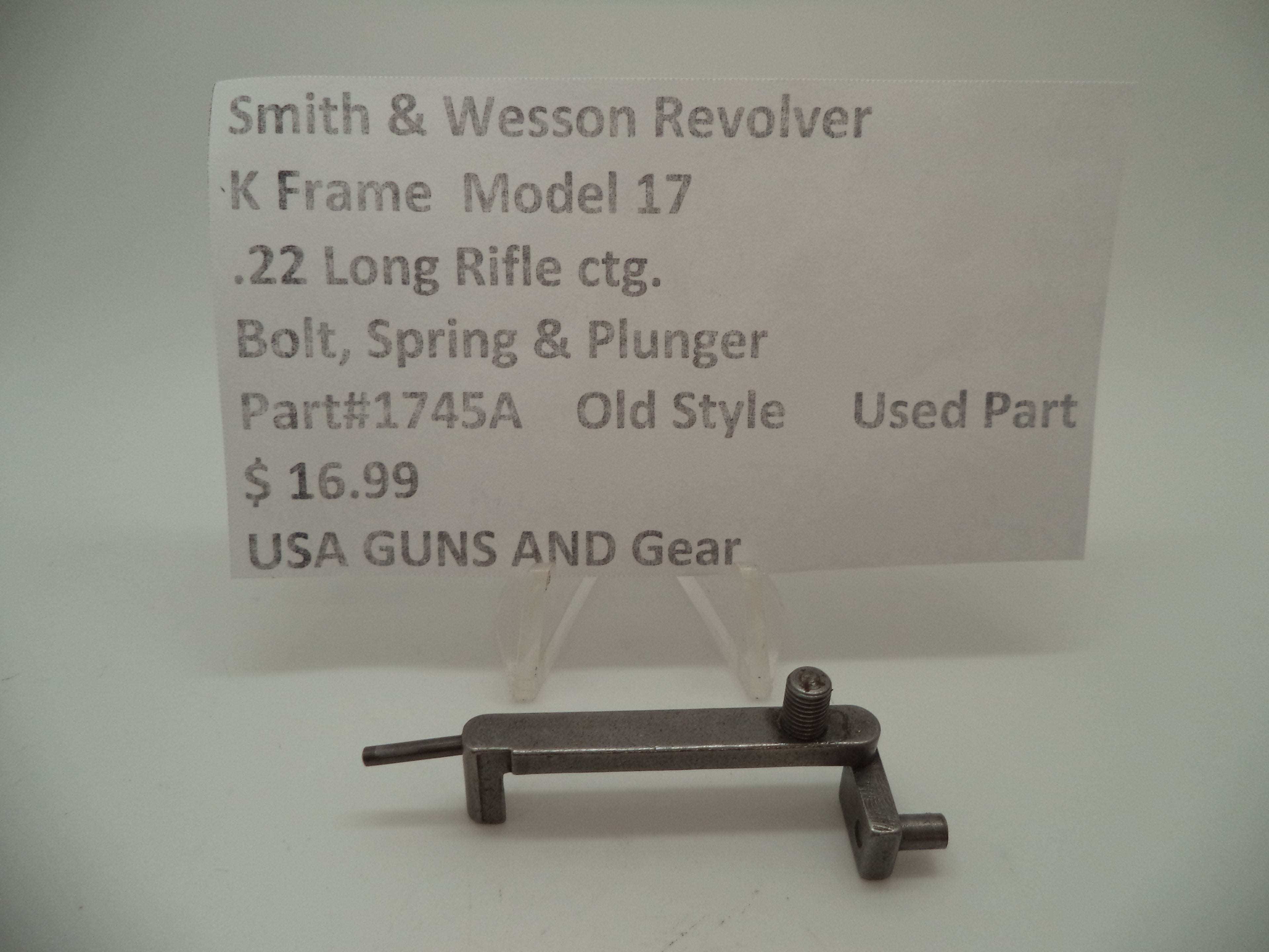 Smith & Wesson K Frame Bolt Spring & Plunger - Used OEM Part - .22 LR - Model 17 - Old Style - 1745A