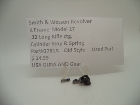 1781A Smith & Wesson K Frame Model 17 Used Cylinder Stop & Spring Old Style