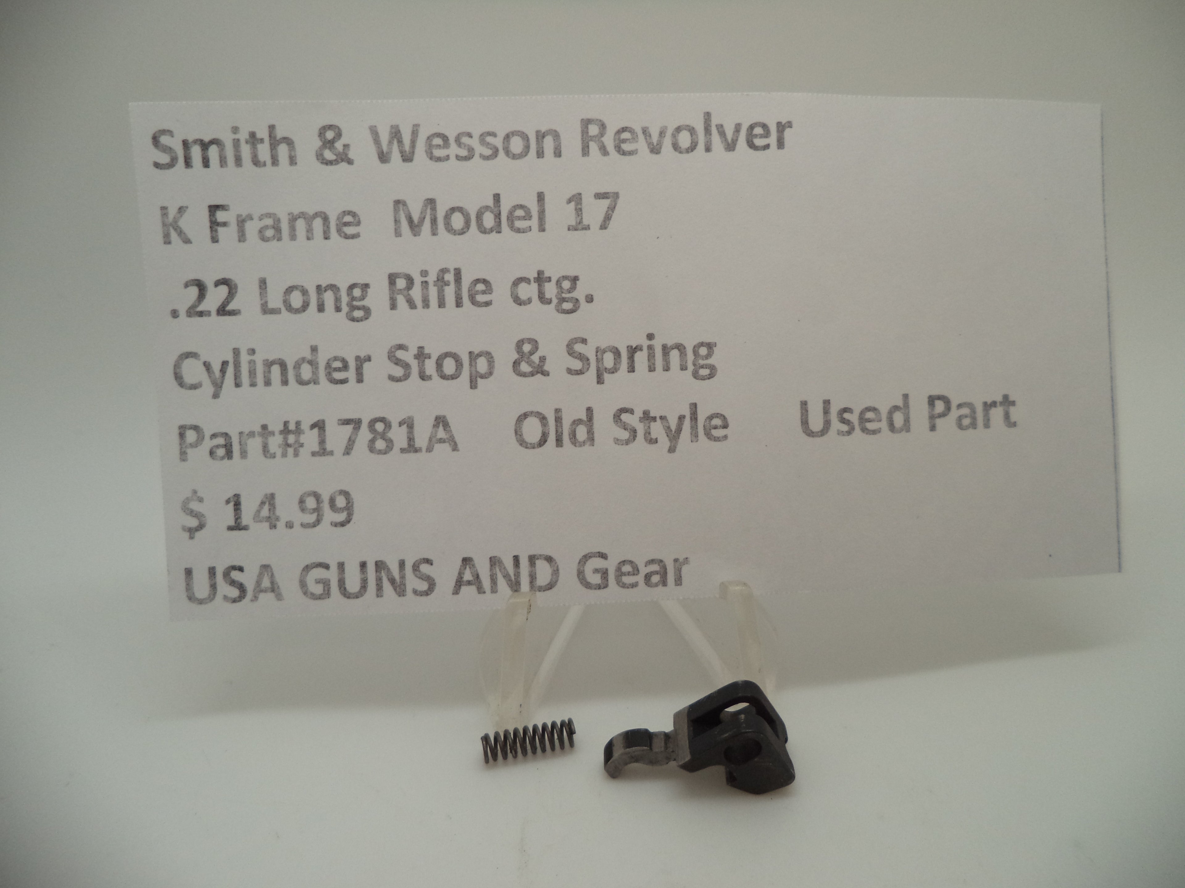 Smith & Wesson K Frame Cylinder Stop & Spring - Used OEM Part - .22 LR - Model 17 - 1781A