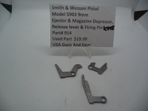 914 Smith & Wesson Model 5903  9mm Ejector & Magazine Depressor, Release Lever & Firing Pin Lever Used Parts