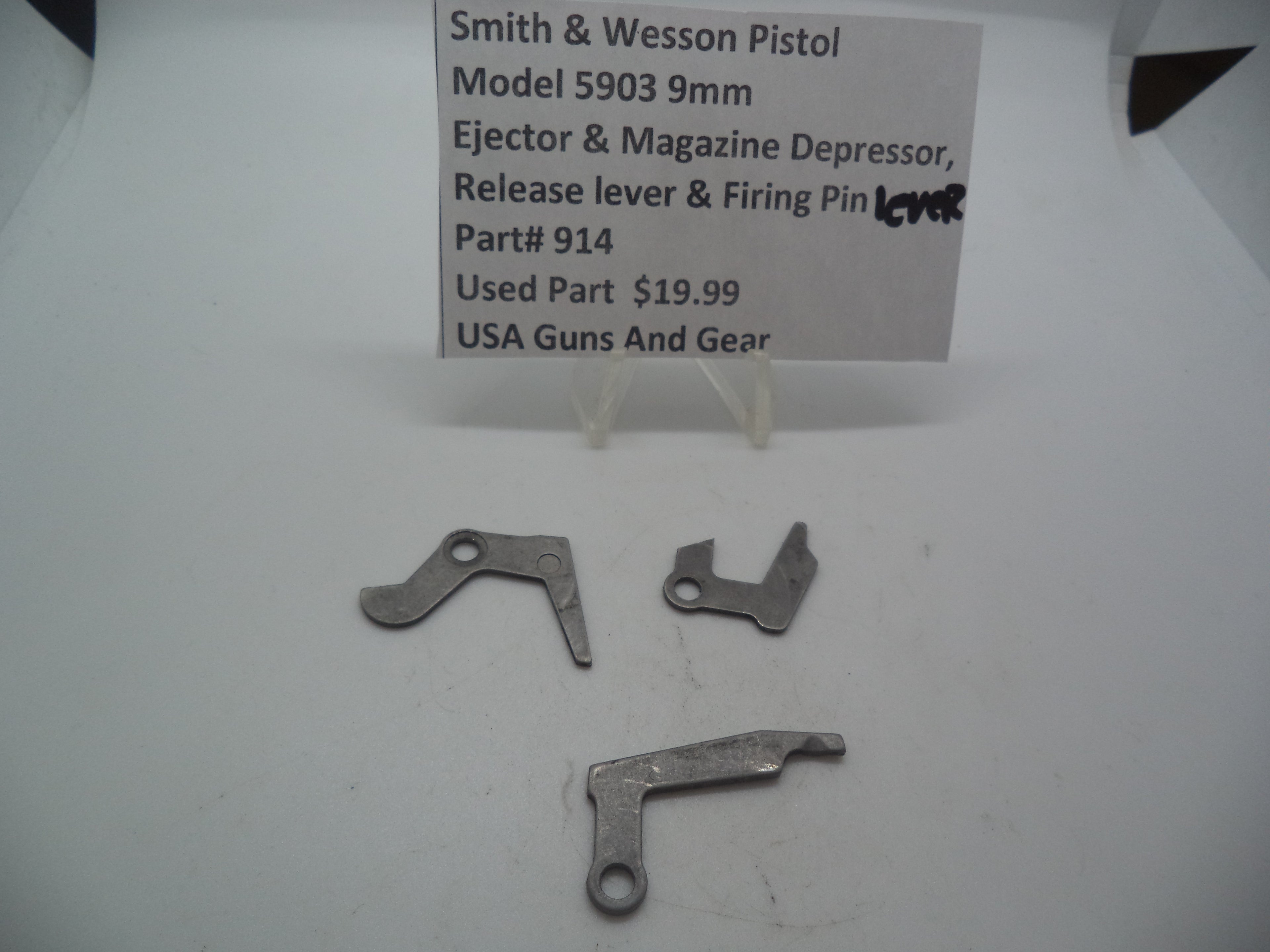 914 Smith & Wesson Model 5903  9mm Ejector & Magazine Depressor, Release Lever & Firing Pin Lever Used Parts