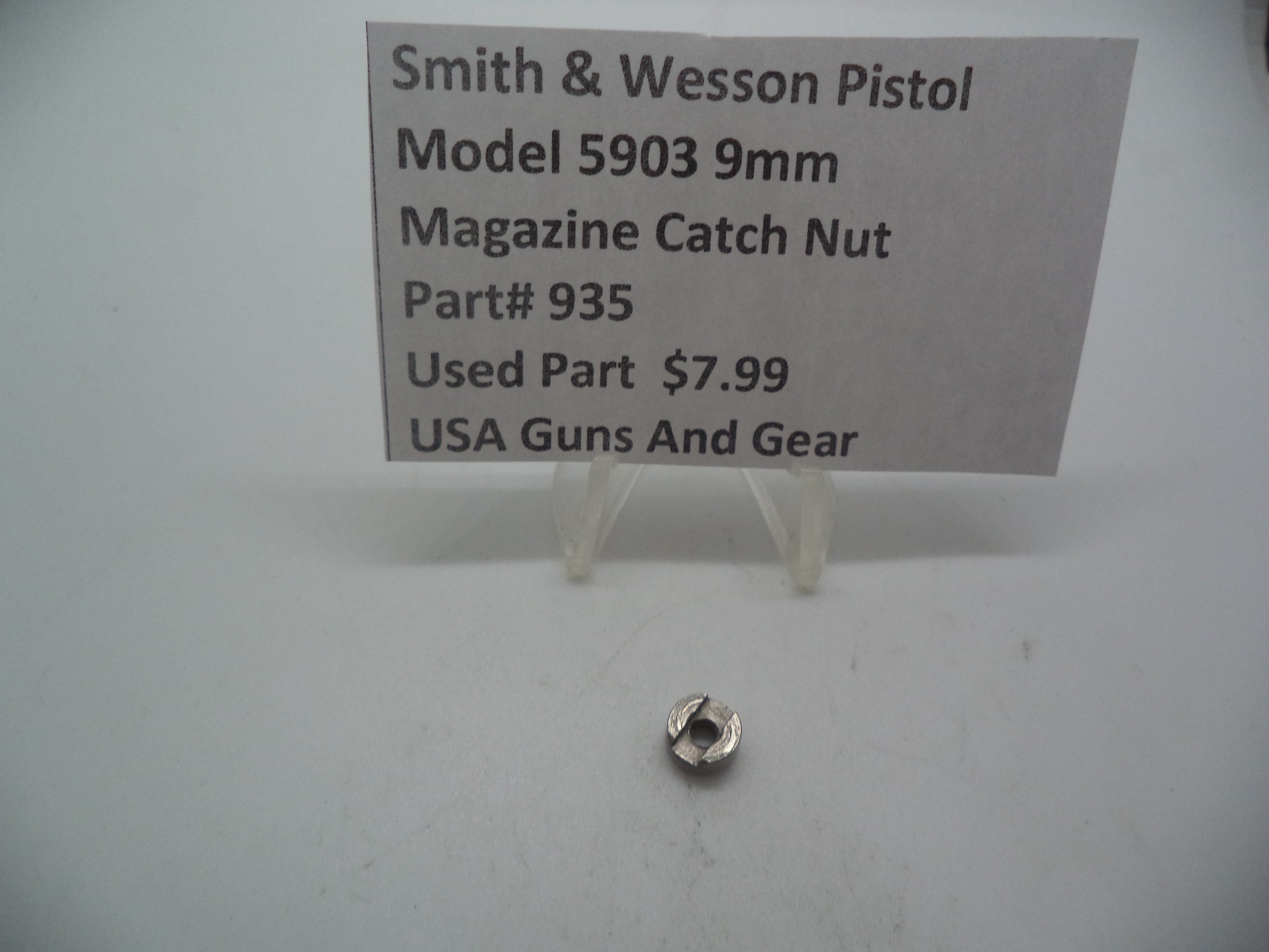 935 Smith & Wesson Model 5903  9mm  Magazine Buttplate Catch Nut Used Parts
