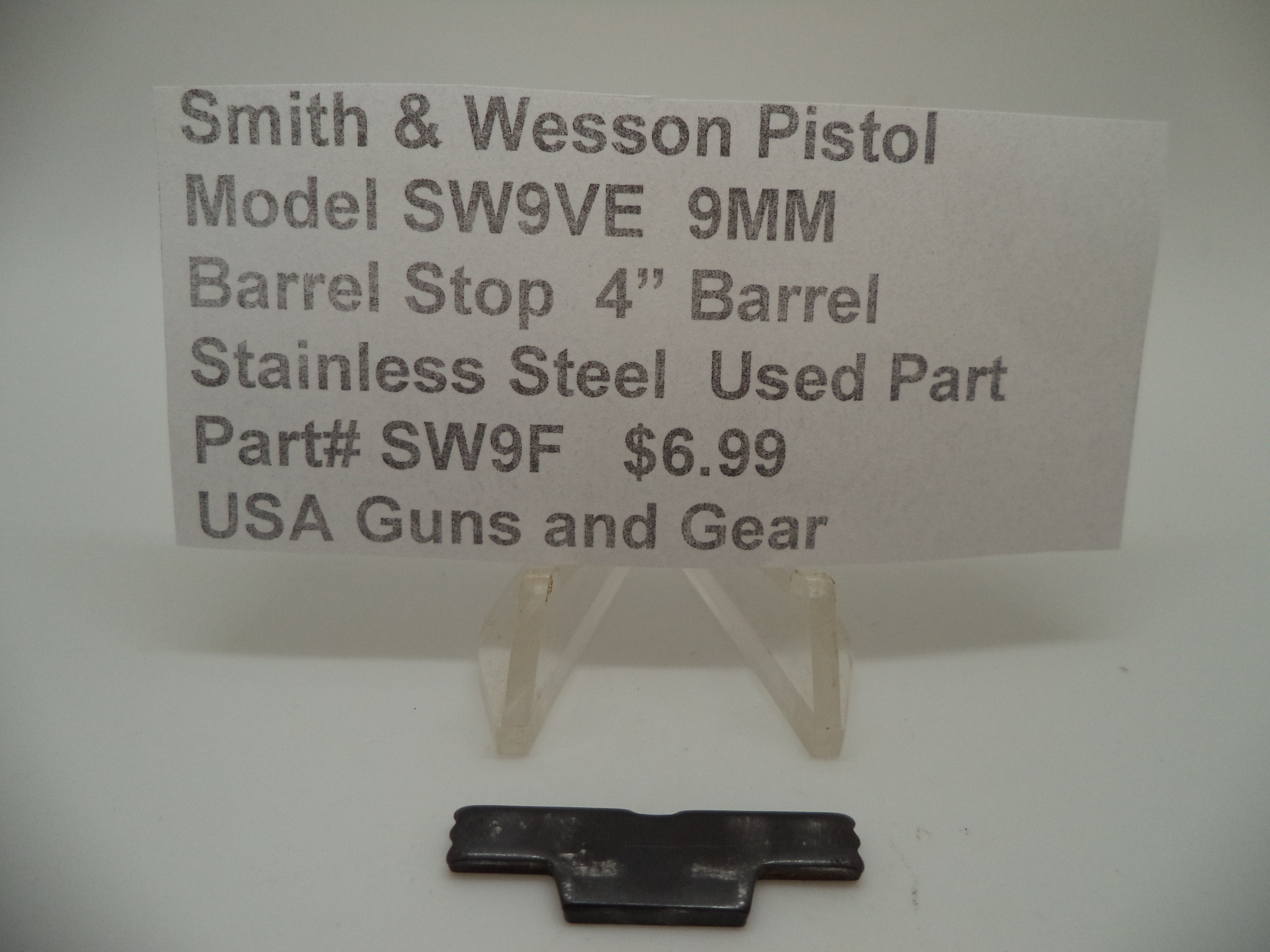 SW9F Smith & Wesson Pistol Model SW9VE 9 MM Barrel Stop (Steel) Used Parts