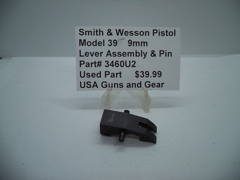 3460U2 Smith & Wesson Pistol Model 39 Lever Assembly & Pin Used Part 9MM