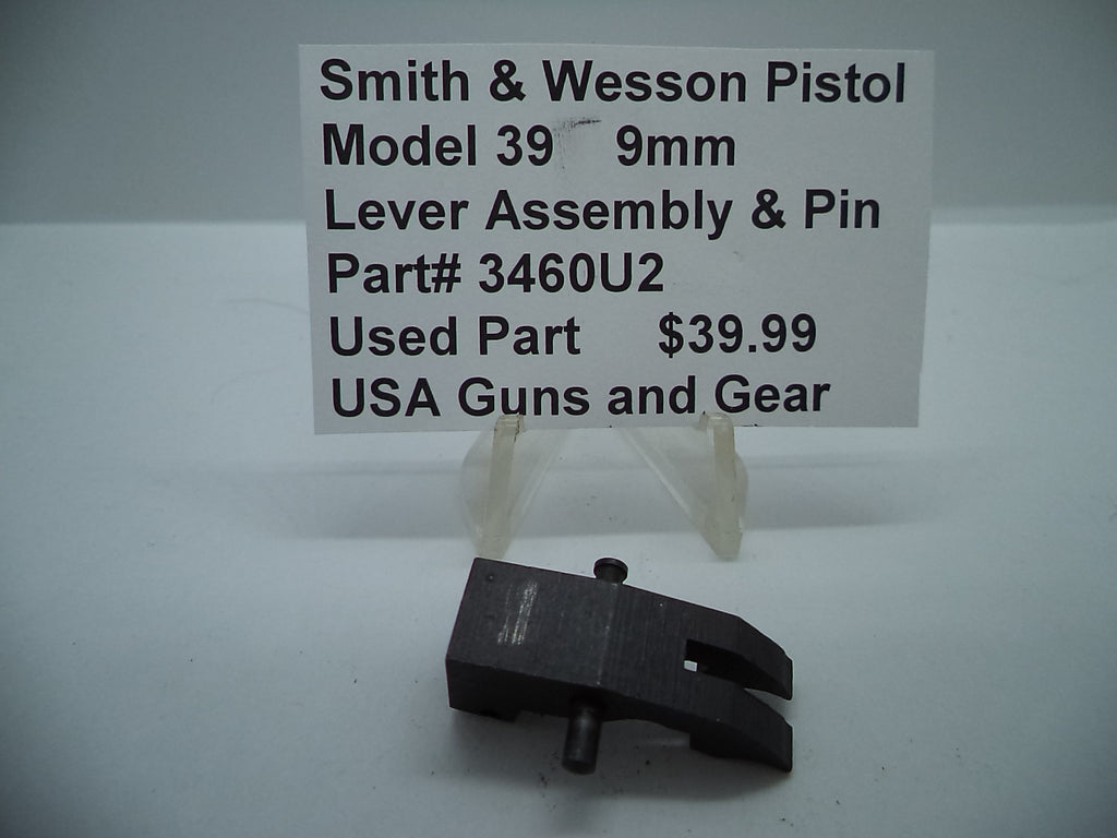 3460U2 Smith & Wesson Pistol Model 39 Lever Assembly & Pin Used Part 9MM