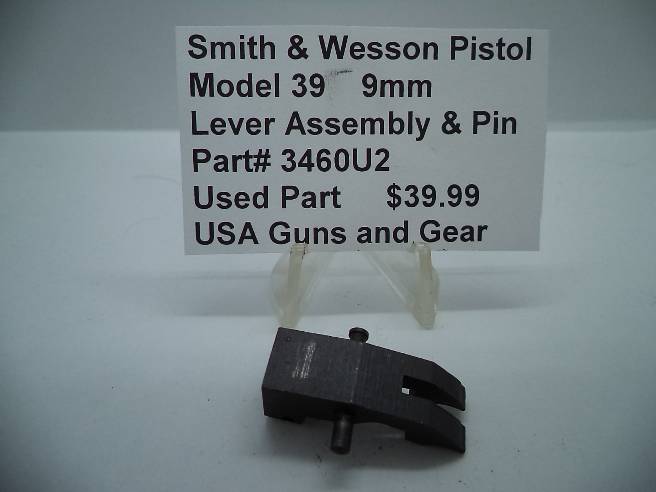 3460U2 Smith & Wesson Pistol Model 39 Lever Assembly & Pin Used Part 9MM