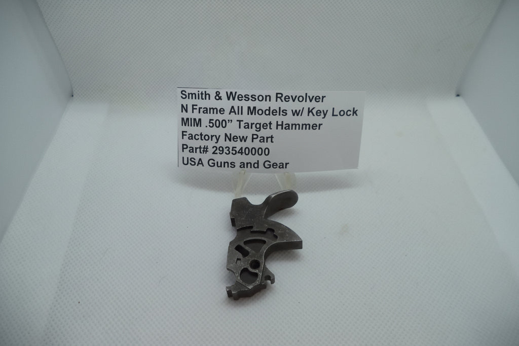 Smith & Wesson N Frame All Models MIM Hammer part number 293540000, displayed on a white background with a label providing product information.