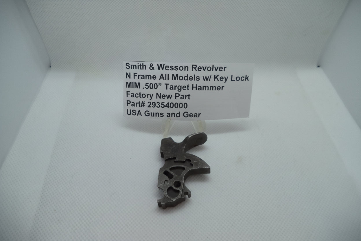 Smith & Wesson N Frame All Models MIM Hammer part number 293540000, displayed on a white background with a label providing product information.