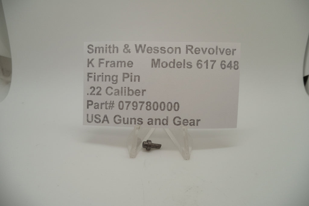 Smith & Wesson K Frame Models 617 648 Firing Pin for .22 Caliber displayed on a white card with pricing information.