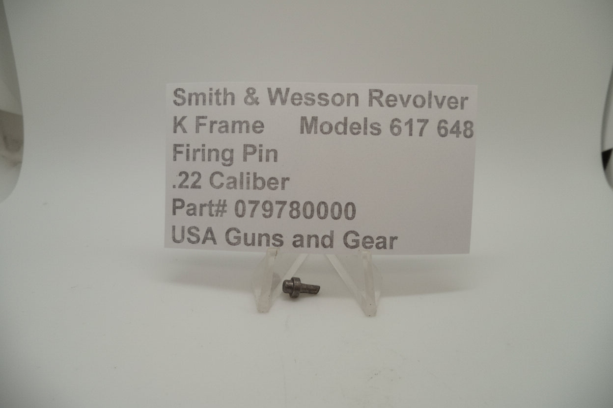 Smith & Wesson K Frame Models 617 648 Firing Pin for .22 Caliber displayed on a white card with pricing information.