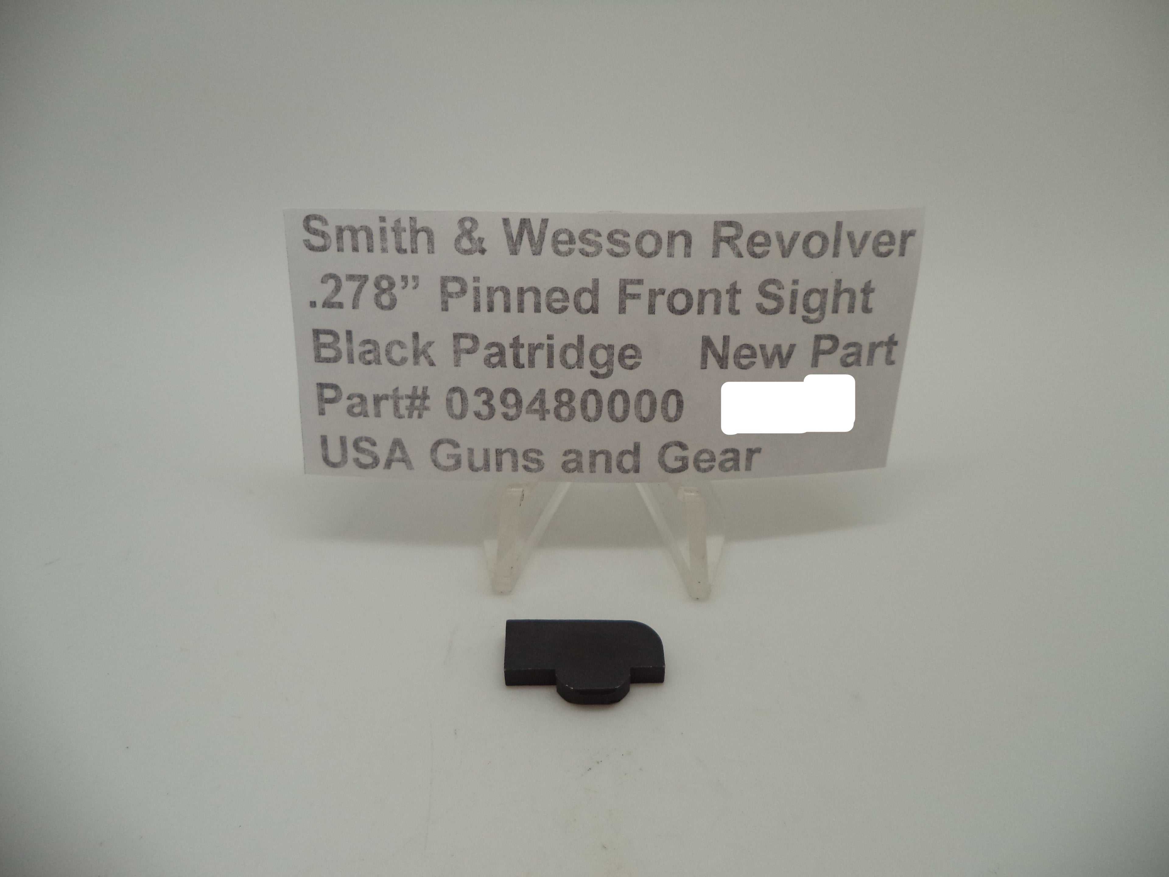 Smith & Wesson .278" Partridge Front Sight Pinned Black, displayed on a white card with product information.
