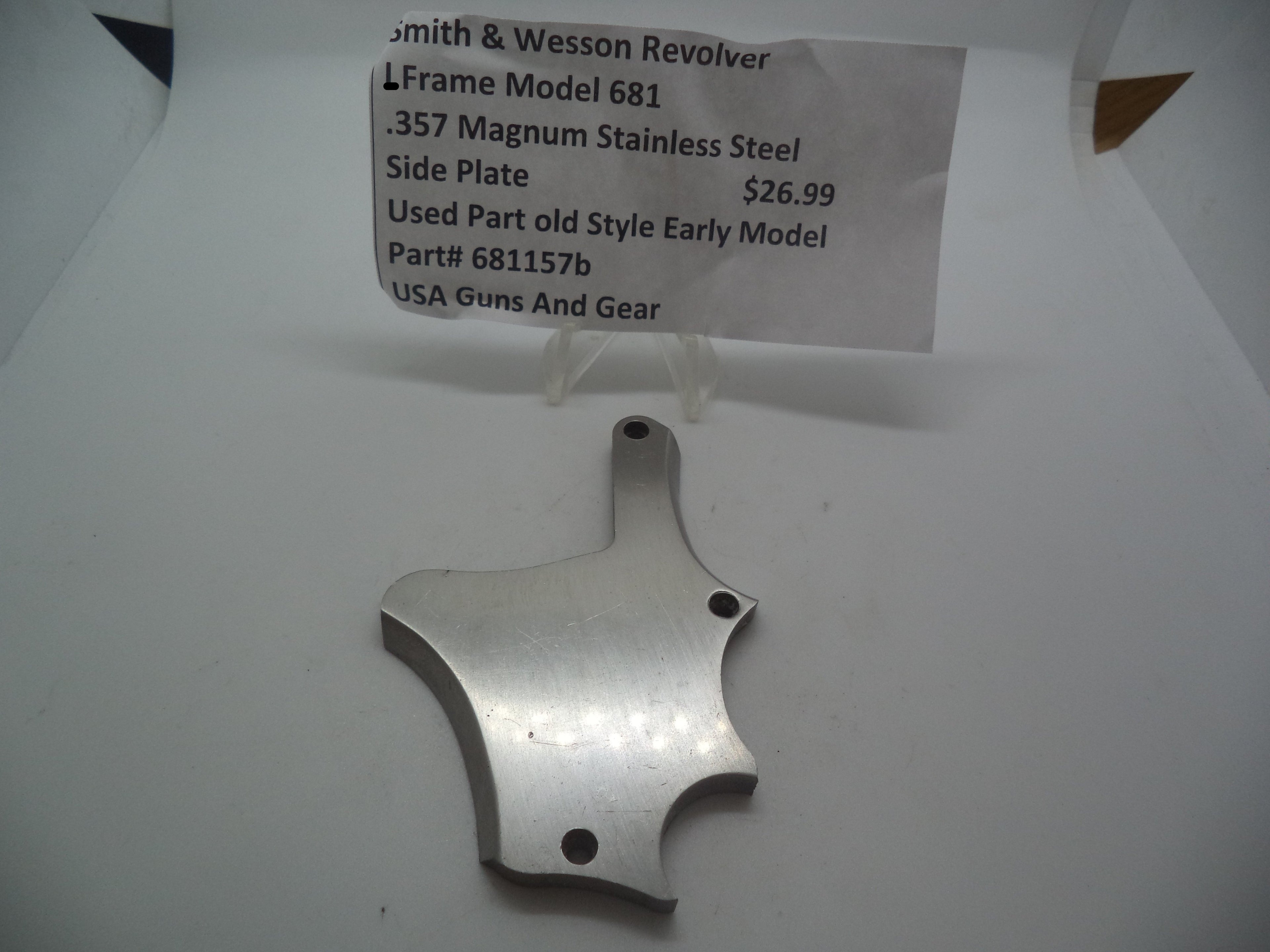 681157B Smith & Wesson L Frame Model 681 Used Part Old Style Early Model Side Plate SS .357 Mag.