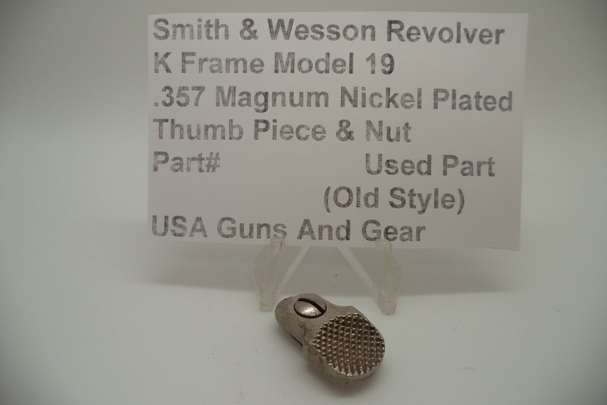 Smith & Wesson K Frame Model 19 .357 Magnum Nickel Thumb Piece & Nut - Part #19179D