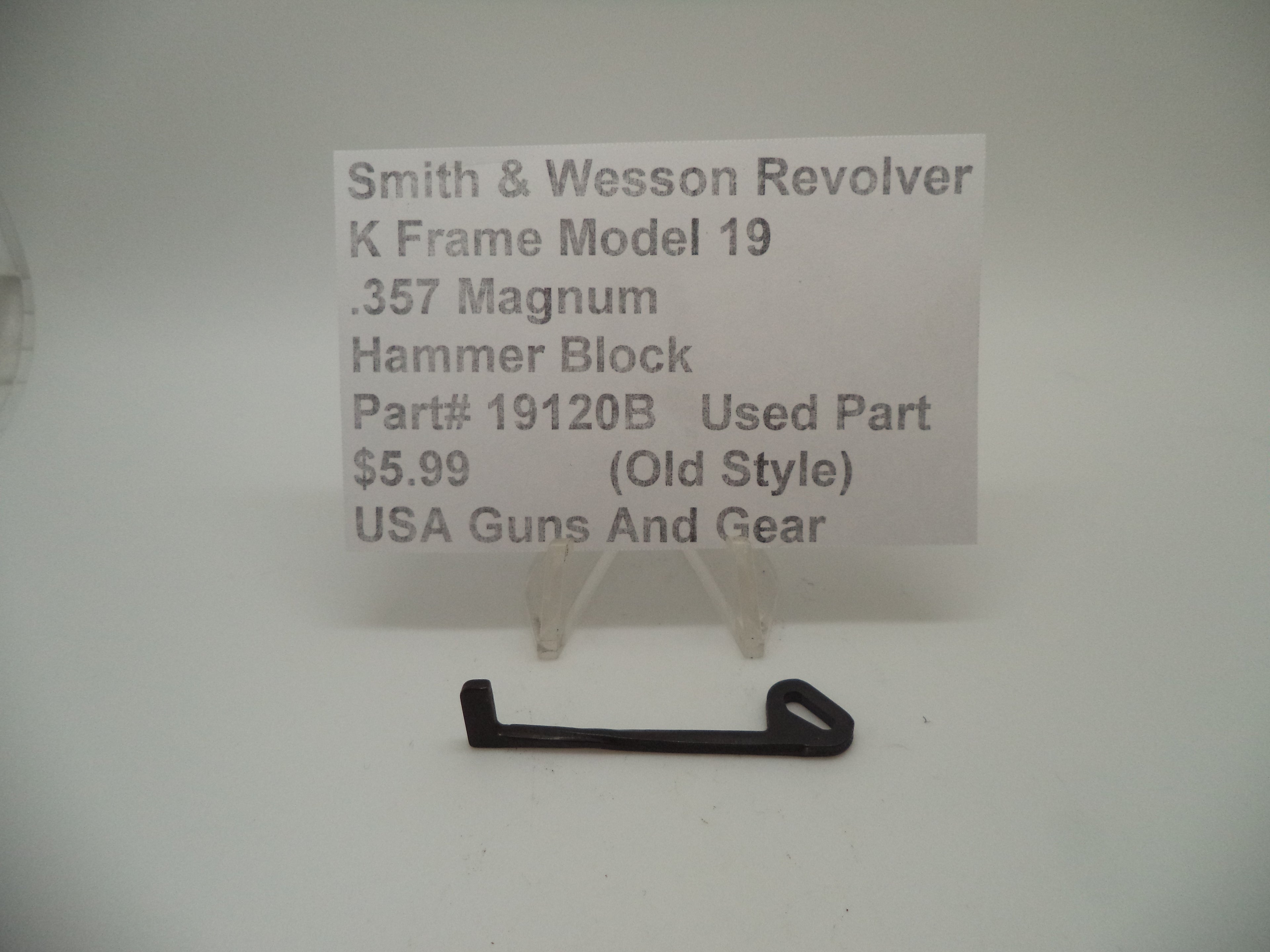 19120B Smith & Wesson K Frame Model 19 Used Hammer Block .357 Magnum