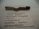 J34U Smith & Wesson J Frame Model 34 Barrel 4" Nickel Plated .22 Long Rifle used Part