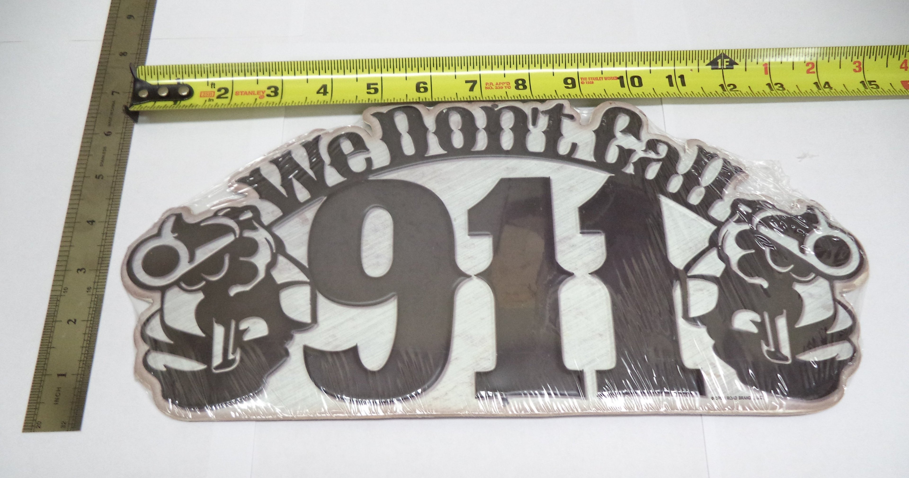 We Don't Call 911 Tin Signs 3-Pack - Dual Revolver Gun Warning 13.75"x6.25"