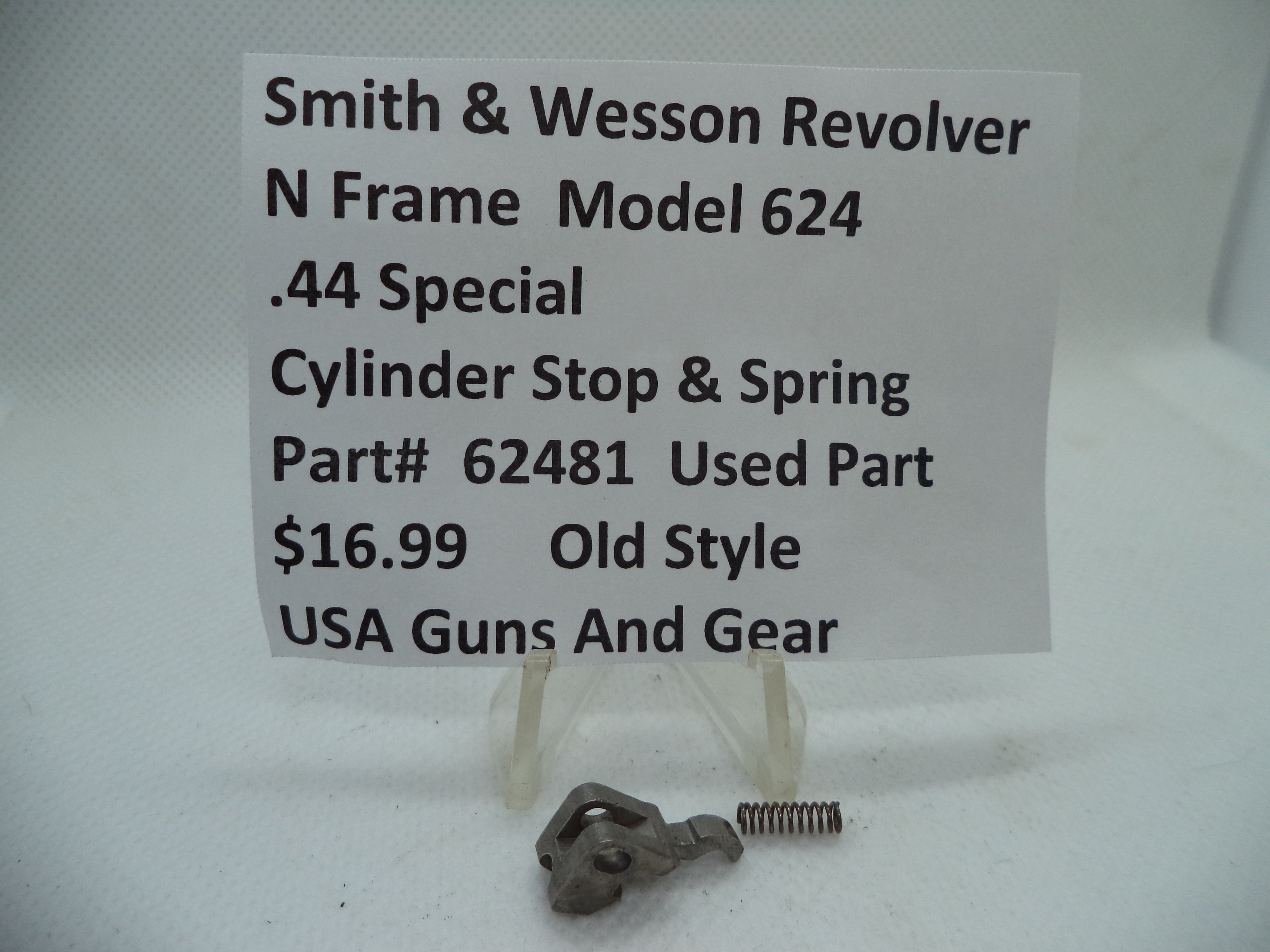 62481 Smith & Wesson N Frame Model 624 Cylinder Stop & Spring SS .44 Special