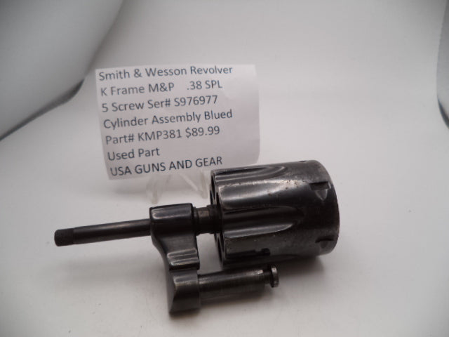 Smith & Wesson K Frame M&P 5 Screw Cylinder Assembly - Blue Steel .38 Special - Serial# S976977 - Used OEM Part KMP381